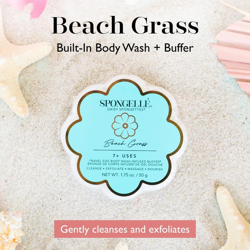 SPONGELLÉ Spongelle Beach Grass Spongette Loofah Body Scrubber | Bath & Shower Loofah for Women | Body Scrubber Exfoliator with Body Wash Infused Sponge | 5+ uses | Crisp Marine, Green Tea & White Amber - Image 2